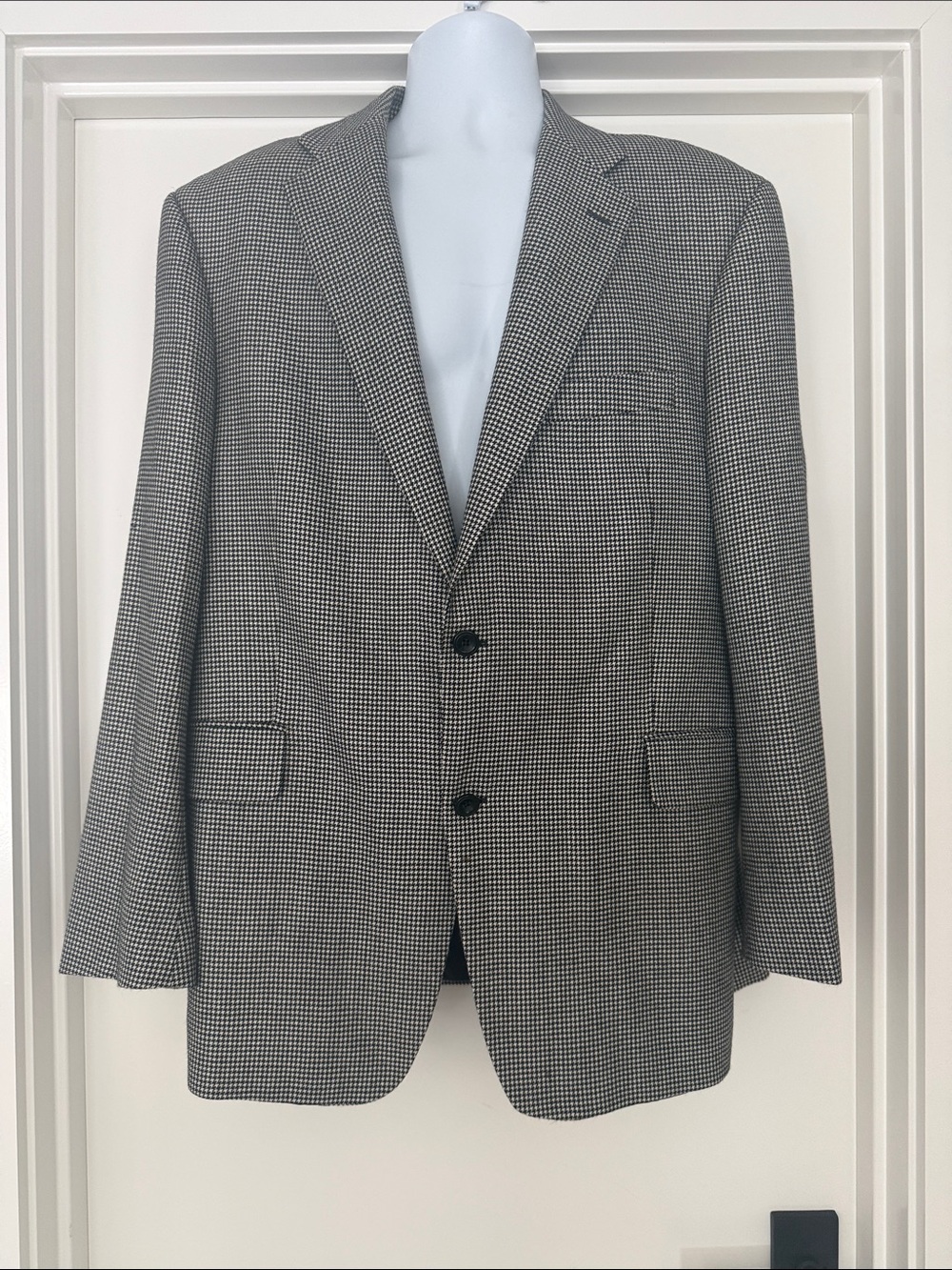 Nordstrom Black and White Houndstooth cashmere Sport Coat 46R